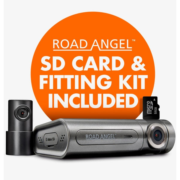 Road Angel HALO PRO 2 Channel Dash Cam 2K Resolution with SD Card and Hardwire Kit
